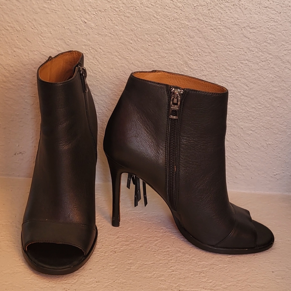 Coach Black Peep-Toe Heeled Boots